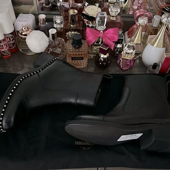 Zadig & Voltaire Empress Clous Textured Leather Ankle Boots NWOB, With Dust Bag - Picture 11 of 17